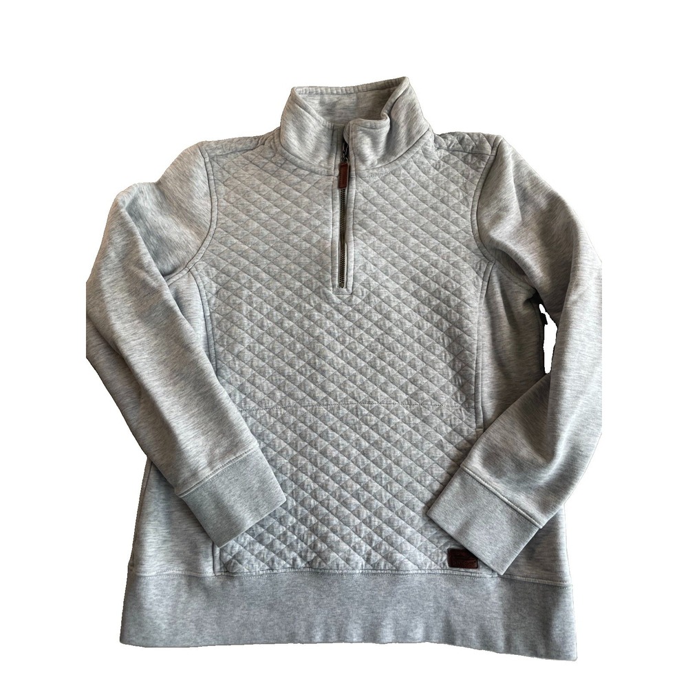 LL Bean Women's Small Quilted Quarter Zip Sweatshirt Gray Long Sleeve